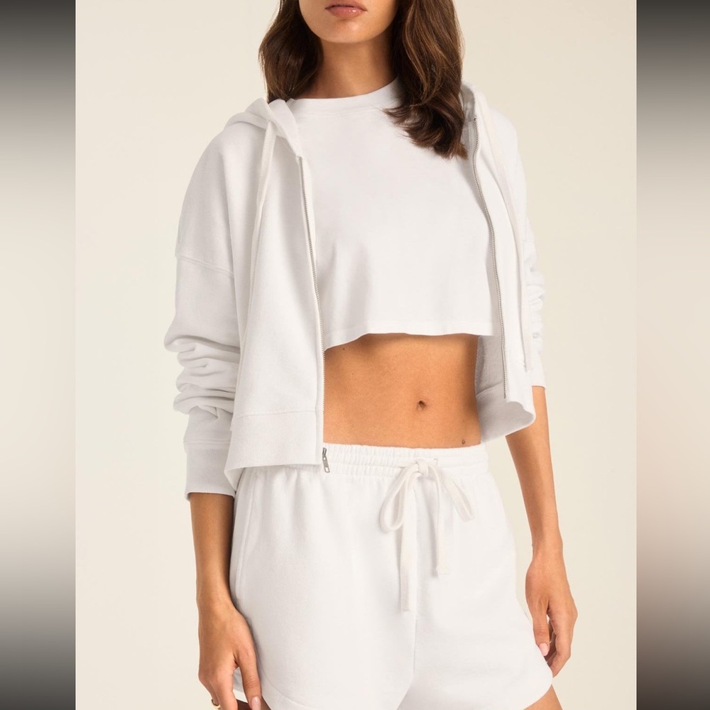 Vitamin A White Zip Hoodie Sweatshirt Medium